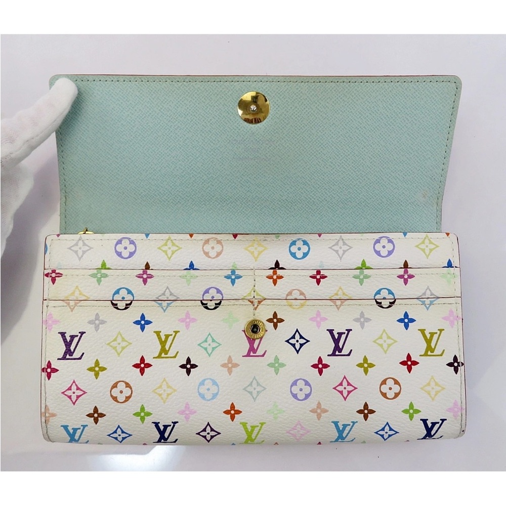 Louis Vuitton White Multicolor Monogram Wallet - Picture 9 of 14